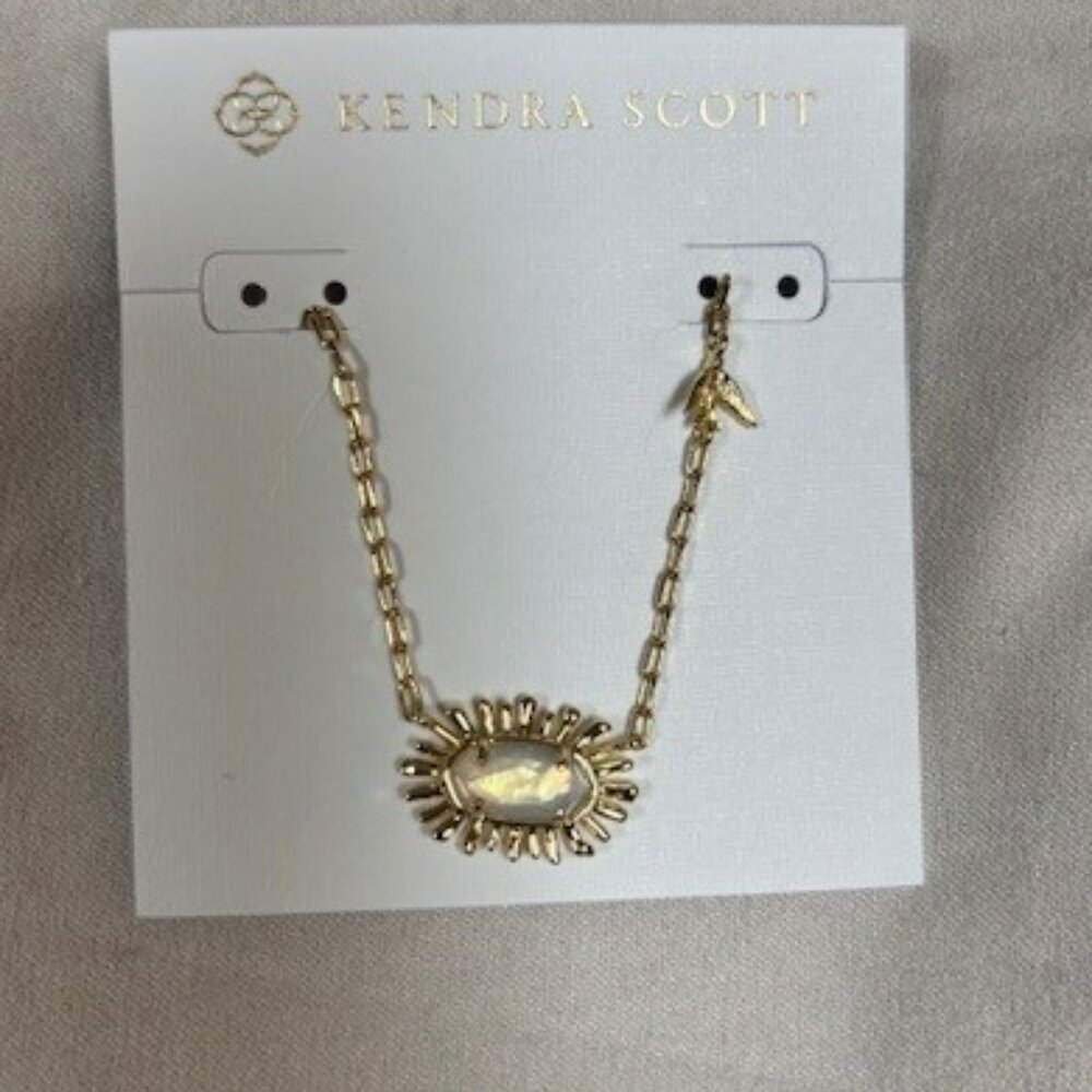 Kendra Scott Elisa Bird Pendant Necklace - Gold Opalite Illusion - NEW